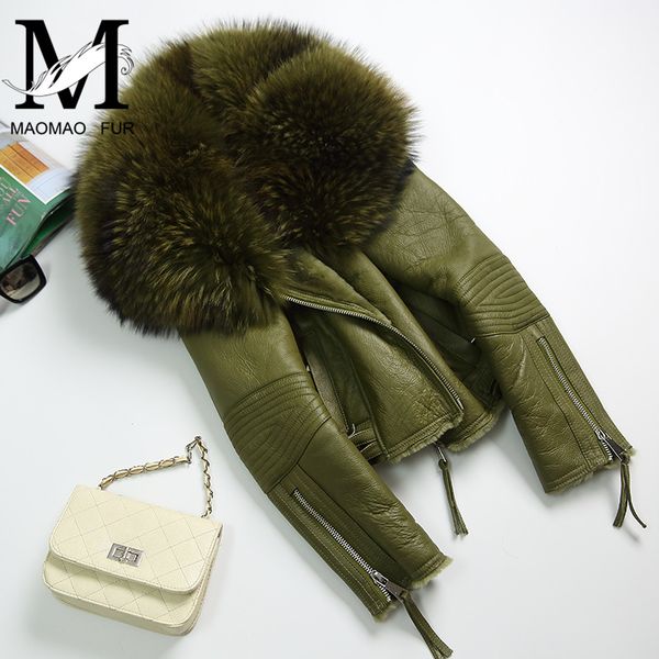 women real sheep fur coat winter warm fashion genuine merino sheepskin leather jacket natural real large raccoon fur collar coat, Black
women real sheep fur coat winter warm fashion genuine merino sheepskin leather jacket natural real large raccoon fur collar coat, Black