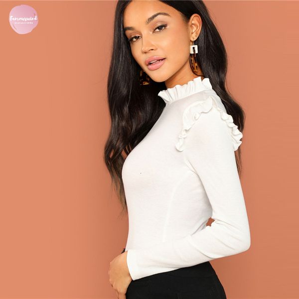 tshirt modern lady white fit frill trim solid stand collar long sleeve pullovers tee autumn slim campus women top
tshirt modern lady white fit frill trim solid stand collar long sleeve pullovers tee autumn slim campus women top