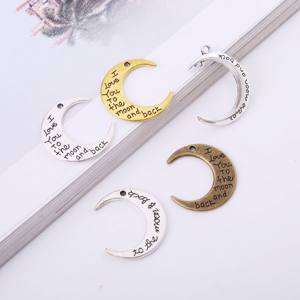 50pcs/bag retro 27*29mm i love you to the moon and back moon charms pendants designer jewelry fit making necklace bracelet accessories gift, Bronze;silver
50pcs/bag retro 27*29mm i love you to the moon and back moon charms pendants designer jewelry fit making necklace bracelet accessories gift, Bronze;silver