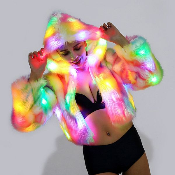 colorful led luminous women coat winter fashion flash imitation plush downy hooded multicolor faux fur party jacket s-xxxl, Black
colorful led luminous women coat winter fashion flash imitation plush downy hooded multicolor faux fur party jacket s-xxxl, Black