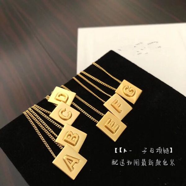 wholesale- classic designer copper yellow gold 26 pcs letters alphabets square pendant short chain necklace for women and men jewelry, Silver
wholesale- classic designer copper yellow gold 26 pcs letters alphabets square pendant short chain necklace for women and men jewelry, Silver