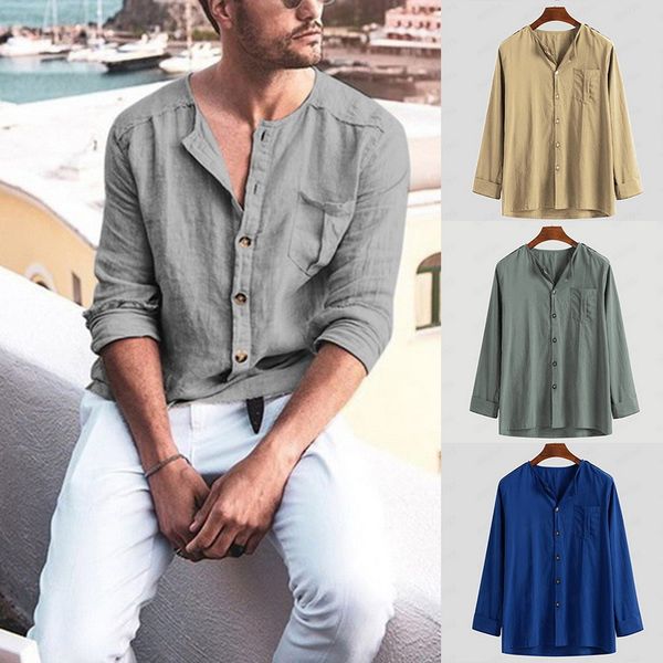 casual men long sleeve shirt mens chest pocket solid color loose comfy loose casual shirts, White;black
casual men long sleeve shirt mens chest pocket solid color loose comfy loose casual shirts, White;black