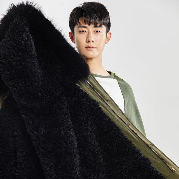 men's leather & faux ptslan 2021 men genuine raccoon fur collar parka wool liner fashion windbreaker clothes jacket coat, Black
men's leather & faux ptslan 2021 men genuine raccoon fur collar parka wool liner fashion windbreaker clothes jacket coat, Black