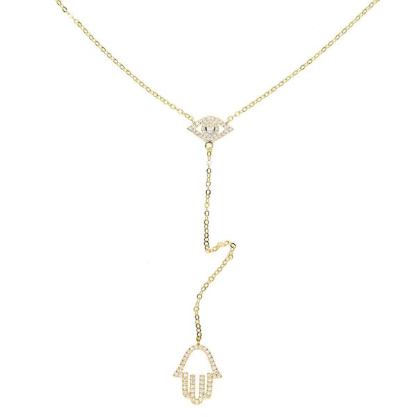 fashion jewelry turkish evil eye hamsa hand pendant micro pave clear cz lariat y shape gold color stunning women necklace dbtst, Silver
fashion jewelry turkish evil eye hamsa hand pendant micro pave clear cz lariat y shape gold color stunning women necklace dbtst, Silver