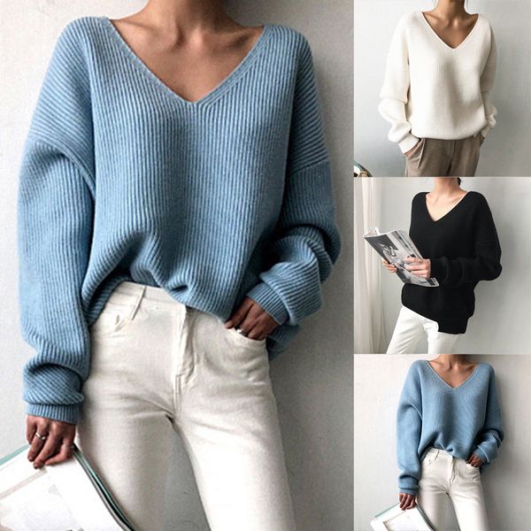 new women's sweater 2019 autumn winter fashion basic knitted sweaters women casual v-neck pullovers long sleeve jumpers n11, White;black
new women's sweater 2019 autumn winter fashion basic knitted sweaters women casual v-neck pullovers long sleeve jumpers n11, White;black