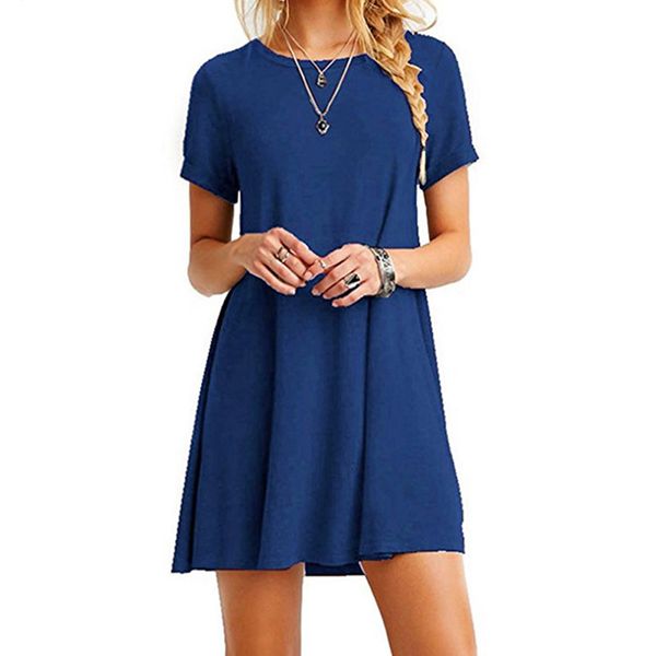 women summer dress short sleeve round neck loose beach sundress solid color a-line dress -mx8, Black;gray
women summer dress short sleeve round neck loose beach sundress solid color a-line dress -mx8, Black;gray