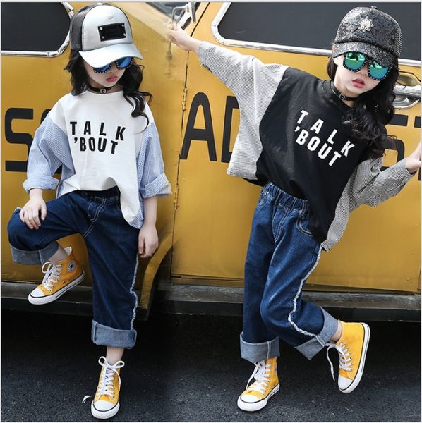 2017 long sleeve striped sweatshirt autumn loose clothes for kids, Black
2017 long sleeve striped sweatshirt autumn loose clothes for kids, Black
