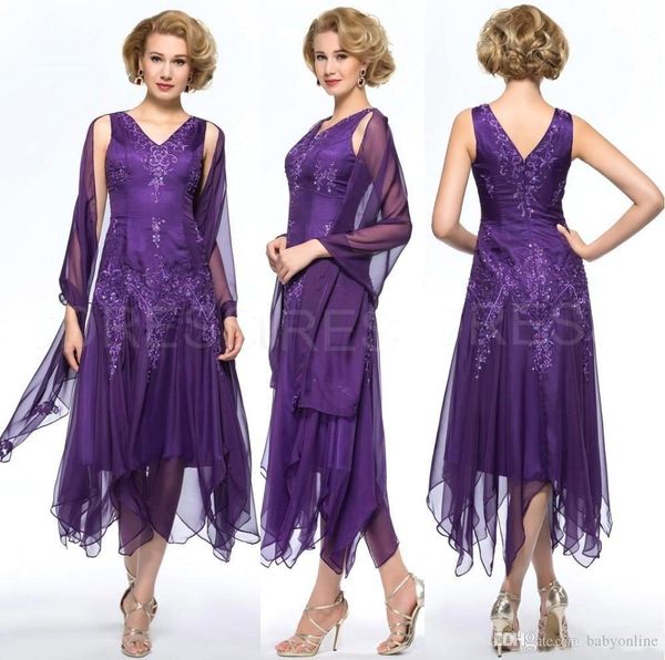 2019 elegant purple mother of bride dresses chiffon sequined v neck tea length appliques pleats wrap mother formal evening gowns for women, Black;red
2019 elegant purple mother of bride dresses chiffon sequined v neck tea length appliques pleats wrap mother formal evening gowns for women, Black;red