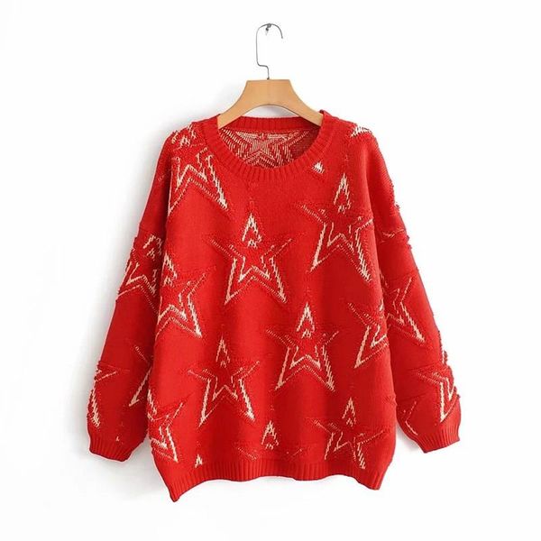 2019 winter women casual long sleeve sweaters pullovers loose star pattern sweater o-neck oversized 4 color female jumpers, White;black
2019 winter women casual long sleeve sweaters pullovers loose star pattern sweater o-neck oversized 4 color female jumpers, White;black