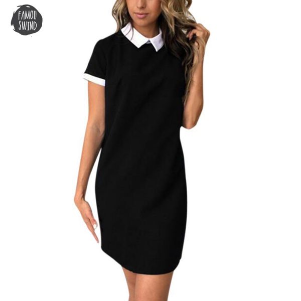 style dress school summer solid turn down women short sleeve loose sweet girls mini vestidos lapel neck lady designer clothes, Black;gray
style dress school summer solid turn down women short sleeve loose sweet girls mini vestidos lapel neck lady designer clothes, Black;gray