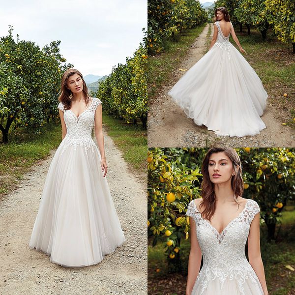 2020 eddy k boho wedding dresses a line v neck appliqued lace backless country bridal gowns sweep train custom made bohemian wedding dress, White
2020 eddy k boho wedding dresses a line v neck appliqued lace backless country bridal gowns sweep train custom made bohemian wedding dress, White