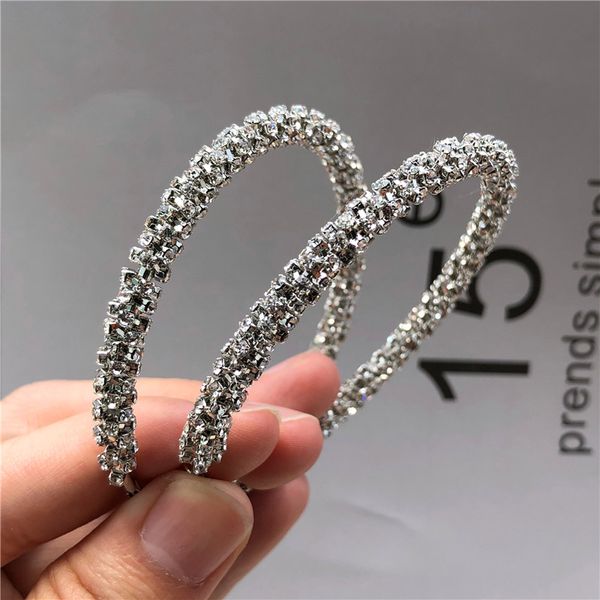 luxury female crystal big circle earrings gold color rhinestone earrings boho long dangle wedding for women, Silver
luxury female crystal big circle earrings gold color rhinestone earrings boho long dangle wedding for women, Silver
