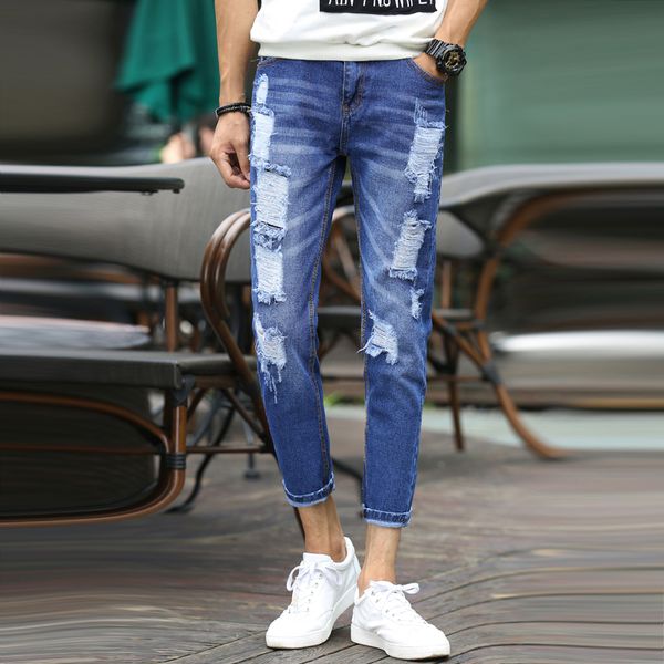 men's jeans tg6342 wholesale 2021 hole in nine points feet pants cultivate one's morality leisure straight leg, Blue
men's jeans tg6342 wholesale 2021 hole in nine points feet pants cultivate one's morality leisure straight leg, Blue