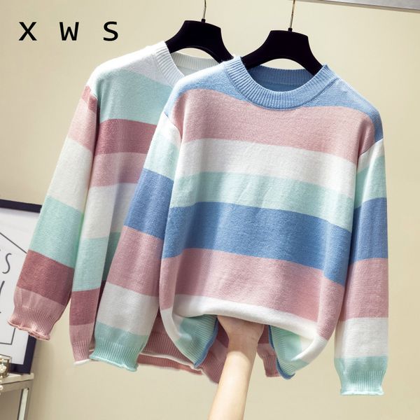 2019 new fashion autumn winter striped pull jumpers loose oversized sweaters knitted jumpers sweter mujer jersey pullover, White;black
2019 new fashion autumn winter striped pull jumpers loose oversized sweaters knitted jumpers sweter mujer jersey pullover, White;black