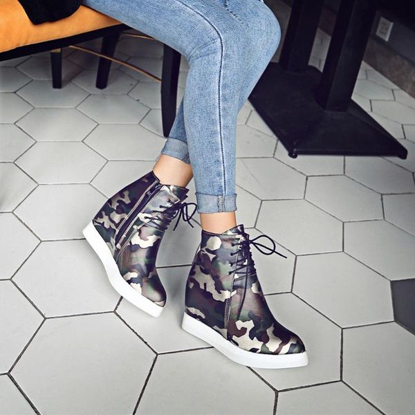 women's camouflage ankle boots wedges booties lace-up shoes woman for womens fashion round head short boots women casual shoes, Black
women's camouflage ankle boots wedges booties lace-up shoes woman for womens fashion round head short boots women casual shoes, Black