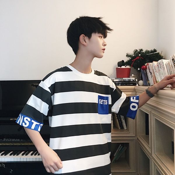 hong kong style trend students popular brand short sleeve summer new style korean-style loose-fit stripes t-shirt casual half sl, White;black
hong kong style trend students popular brand short sleeve summer new style korean-style loose-fit stripes t-shirt casual half sl, White;black
