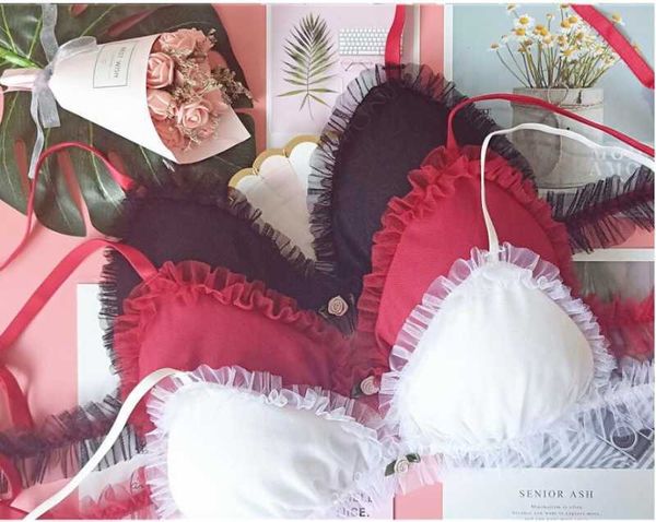 japanese lolita girl women's underwear set transparent lace bra thong bralette set wire see through bra panty lingerie 2020, Red;black
japanese lolita girl women's underwear set transparent lace bra thong bralette set wire see through bra panty lingerie 2020, Red;black