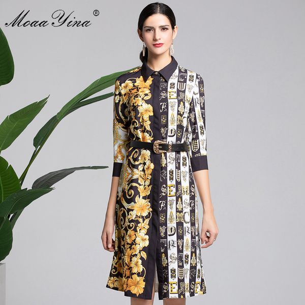 MoaaYina Fashion Designer Runway Dress Summer Women's Half sleeve Vintage letter Print Belt Slim Elegant Dress High Quality
MoaaYina Fashion Designer Runway Dress Summer Women's Half sleeve Vintage letter Print Belt Slim Elegant Dress High Quality