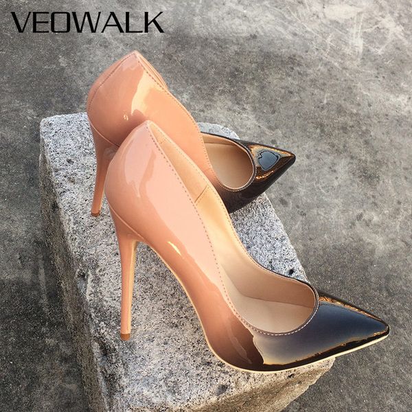veowalk gradient colors women pointed toe pumps thin stiletto high heels shoes ladies patent leather fashion party shoes, Black
veowalk gradient colors women pointed toe pumps thin stiletto high heels shoes ladies patent leather fashion party shoes, Black