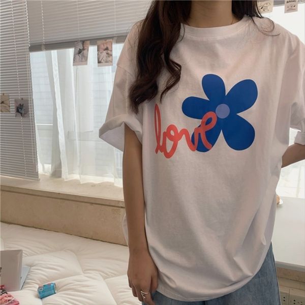 short-sleeved t- female summer 2020 small flower t- shirt printed loose slim medium and long base shirt, White
short-sleeved t- female summer 2020 small flower t- shirt printed loose slim medium and long base shirt, White