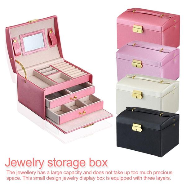 three layers 2019 classical leather jewelry box jewelry exquisite makeup case organizer fashion gift box, Pink;blue
three layers 2019 classical leather jewelry box jewelry exquisite makeup case organizer fashion gift box, Pink;blue