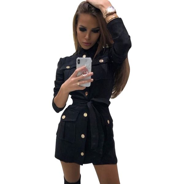 women black dress long sleeve stand collar sashes dress buttons design pockets straight dresses drop shipping, Black;gray
women black dress long sleeve stand collar sashes dress buttons design pockets straight dresses drop shipping, Black;gray