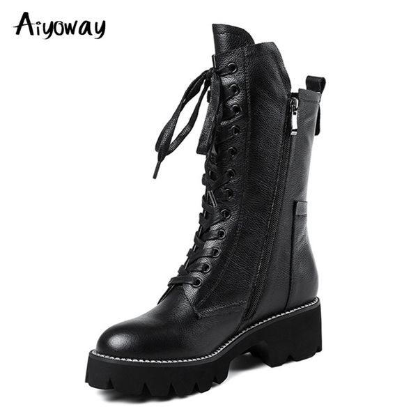fashion genuine leather boots zip cross tied mid calf boots square heel classic ladies autumn winter shoes size 34-43 aiyoway, Black
fashion genuine leather boots zip cross tied mid calf boots square heel classic ladies autumn winter shoes size 34-43 aiyoway, Black