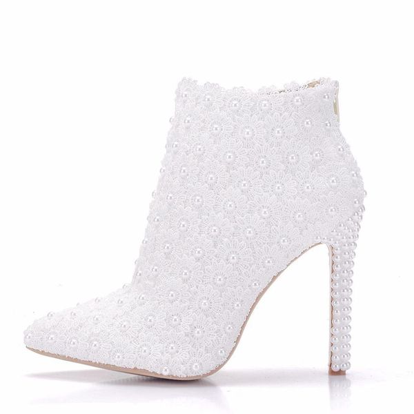 pearls bead elegant women's ankle boots ladies autumn winter shoes woman white lace party wedding boots bride high heels shoes, Black
pearls bead elegant women's ankle boots ladies autumn winter shoes woman white lace party wedding boots bride high heels shoes, Black