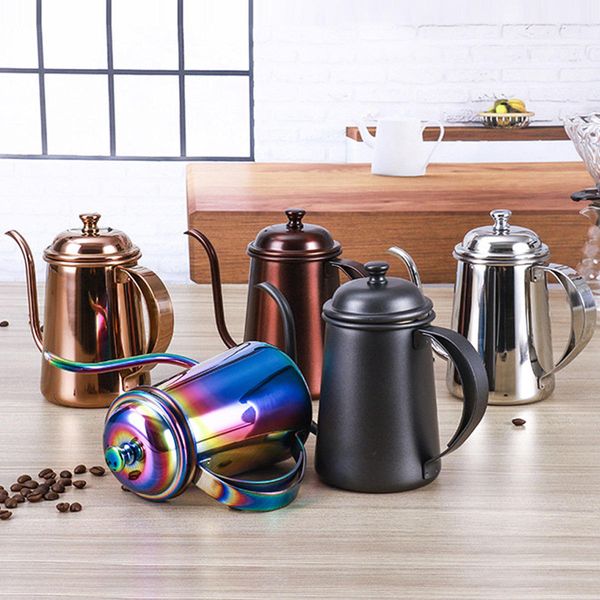 650ml stainless steel pour over drip coffee tea pot kettle colorful home kitchen tea making tools
650ml stainless steel pour over drip coffee tea pot kettle colorful home kitchen tea making tools