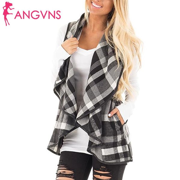 women's vests women casual open front sleeveless plaid vest turndown collar cardigan autumn, winter jackets side pockets, Black;white
women's vests women casual open front sleeveless plaid vest turndown collar cardigan autumn, winter jackets side pockets, Black;white