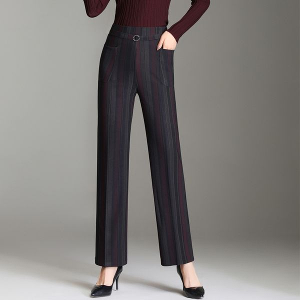 2019 fall / winter new stripe women's high waist straight pants large size trousers casual pants elastic waist, Black;white
2019 fall / winter new stripe women's high waist straight pants large size trousers casual pants elastic waist, Black;white