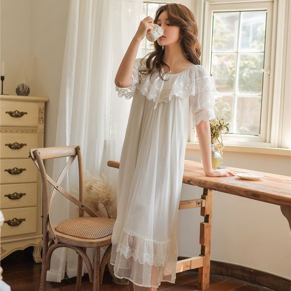 sweet summer cotton women white lace long nightgowns pink short sleeve retro loose sleepwear home wear 8219, Black;red
sweet summer cotton women white lace long nightgowns pink short sleeve retro loose sleepwear home wear 8219, Black;red