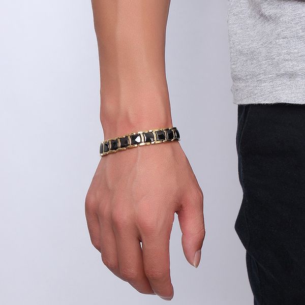 vinterly black gold-color bracelets men hand chain bio magnetic germanium bracelet men trendy health ceramic men jewelry cm021, Golden;silver
vinterly black gold-color bracelets men hand chain bio magnetic germanium bracelet men trendy health ceramic men jewelry cm021, Golden;silver