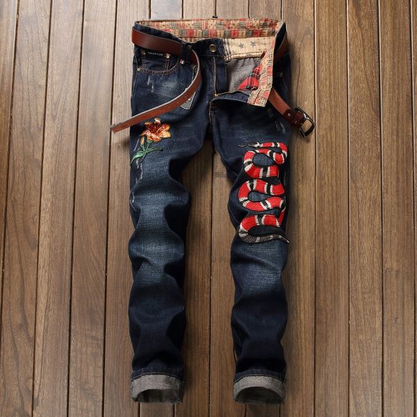 fashion brand jeans mens clothing design embroidered floral snake denim jeans chic men animal pattern straight biker 8812#, Blue
fashion brand jeans mens clothing design embroidered floral snake denim jeans chic men animal pattern straight biker 8812#, Blue