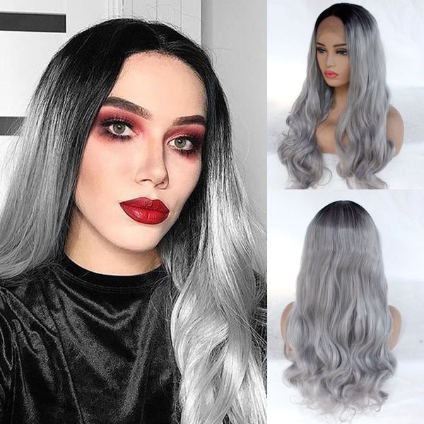 ombre 1b/grey synthetic lace front wig glueless synthetic hair body wave wigs for black/white women heat resistant fiber gray cosplay wig
ombre 1b/grey synthetic lace front wig glueless synthetic hair body wave wigs for black/white women heat resistant fiber gray cosplay wig