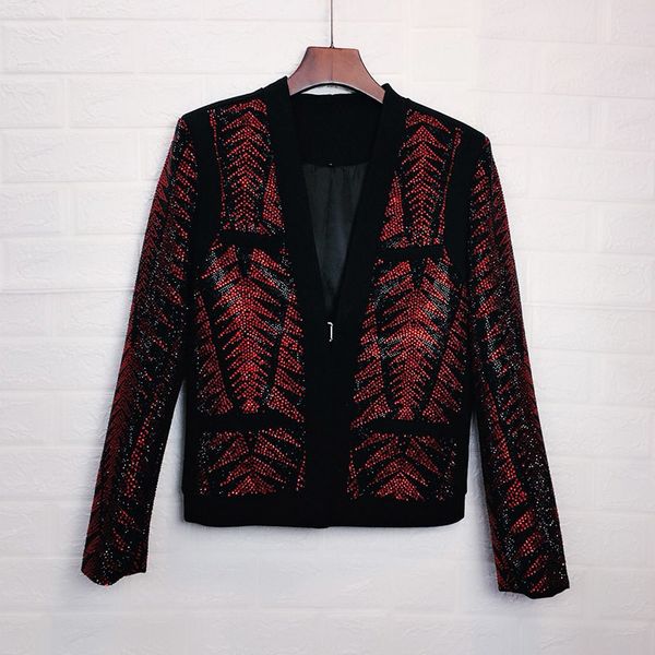 2019 autumn red black drilling heavy suit loose coat hairstyle division club male host show wedding small man's suit, White;black
2019 autumn red black drilling heavy suit loose coat hairstyle division club male host show wedding small man's suit, White;black