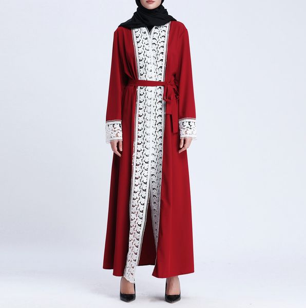 2019 winter new fashion red outside women muslim handmade decals solid color long coat dignified atmosphere middle eastern robes, Black
2019 winter new fashion red outside women muslim handmade decals solid color long coat dignified atmosphere middle eastern robes, Black
