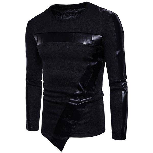 Men's Clothing Autumn Spring Long Sleeve PU Leather Irregular Men's Knitwear Tops Casual Sweater O-Neck Men Pullovers Tops M410
Men's Clothing Autumn Spring Long Sleeve PU Leather Irregular Men's Knitwear Tops Casual Sweater O-Neck Men Pullovers Tops M410