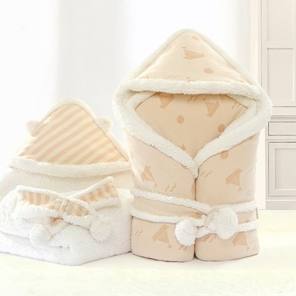 Light Brown Newborn Receiving Blanket Fluffy Soft Baby Swaddle Winter Baby Boys Girls Blanket Cotton Infant Swaddle Wrap 80*80cm