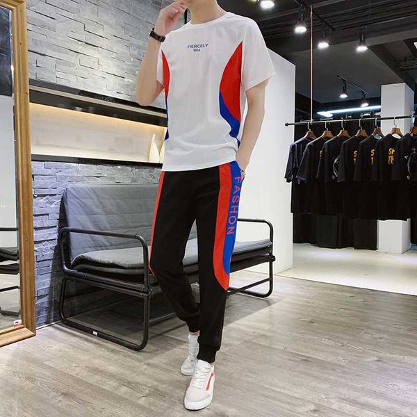 2020 spring and summer new leisure sports suit men's short-sleeved trousers two-piece suit yjj-89, Black;white
2020 spring and summer new leisure sports suit men's short-sleeved trousers two-piece suit yjj-89, Black;white
