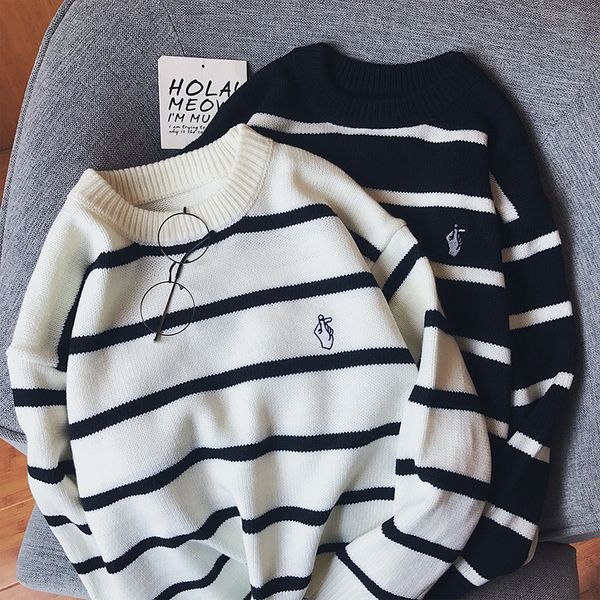 men's sweaters sweater men streetwear striped hip hop spandex o-neck oversize couple casual mens clothing autumn pullover, White;black
men's sweaters sweater men streetwear striped hip hop spandex o-neck oversize couple casual mens clothing autumn pullover, White;black
