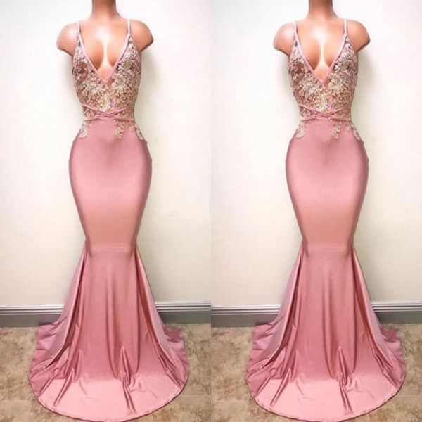 pink prom dresses deep v neck appliques satin floor length cocktail party dress back criss cross straps mermaid evening gowns, Black
pink prom dresses deep v neck appliques satin floor length cocktail party dress back criss cross straps mermaid evening gowns, Black