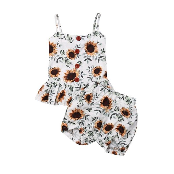 1-6y toddler baby girl floral outfit clothes sets sleeveless ruffles vest t-shirt sunflower pants, White
1-6y toddler baby girl floral outfit clothes sets sleeveless ruffles vest t-shirt sunflower pants, White