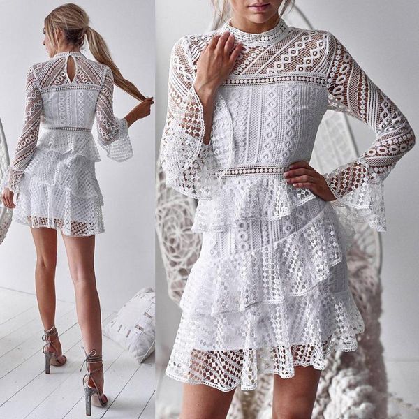 2020 spring summer women's trumpet sleeve lace layer party dress female casual hollow work dress mujer vestido, Black;gray
2020 spring summer women's trumpet sleeve lace layer party dress female casual hollow work dress mujer vestido, Black;gray