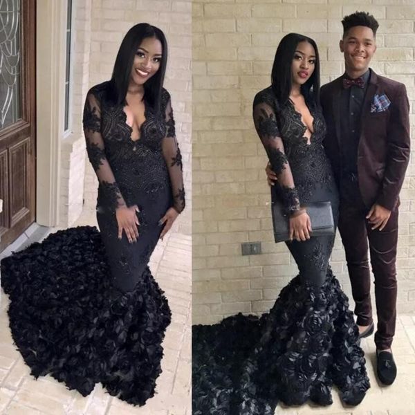 gothic black mermaid prom dresses 2k19 3d rose sweep train evening gowns south african v neck sheer long sleeves formal party dress
gothic black mermaid prom dresses 2k19 3d rose sweep train evening gowns south african v neck sheer long sleeves formal party dress