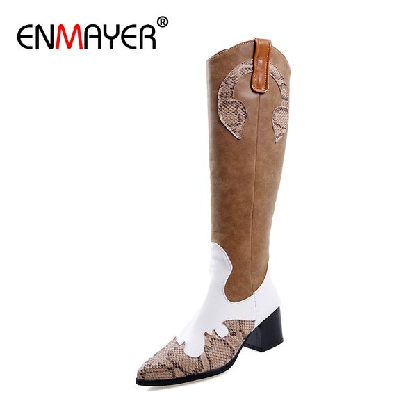 enmayer winter pu pointed toe knee-high women boots high square heel women shoes mixed colors zip short plush black boots brown
enmayer winter pu pointed toe knee-high women boots high square heel women shoes mixed colors zip short plush black boots brown