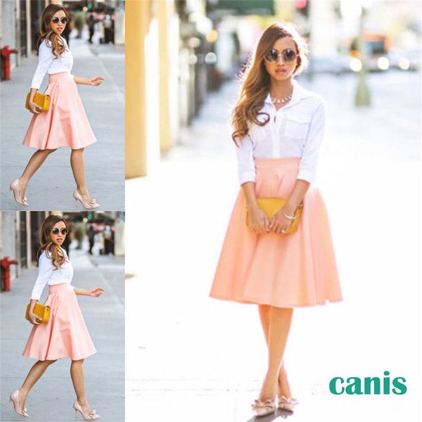 women skirts vintage high waist ladies stretch midi soft flared pleated swing pink solid color skirt summer 2019, Black
women skirts vintage high waist ladies stretch midi soft flared pleated swing pink solid color skirt summer 2019, Black
