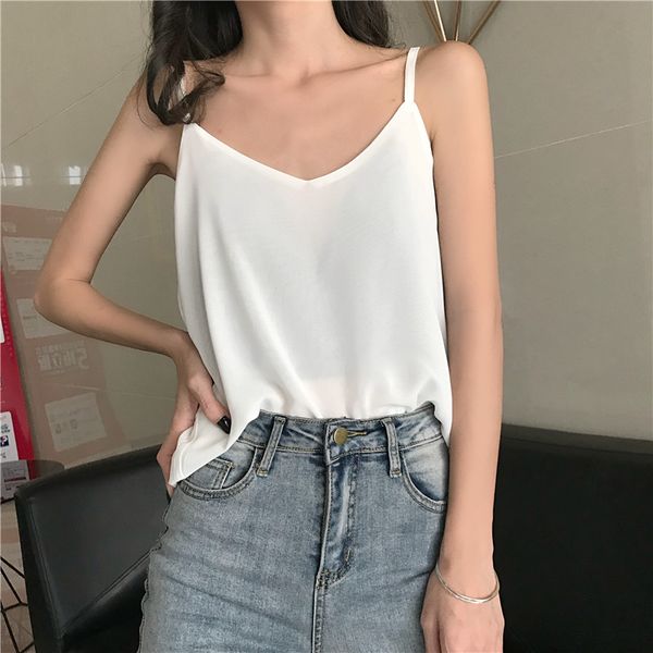 s--4xl plus size camisole loose fit inside and out wear bottoming t-shirt chiffon female bf wind sleeveless top, White
s--4xl plus size camisole loose fit inside and out wear bottoming t-shirt chiffon female bf wind sleeveless top, White