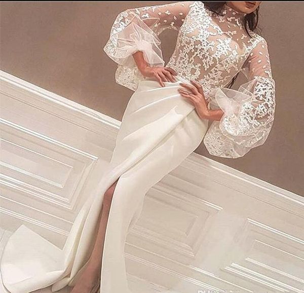2017 high neck white arabic evening dresses floor length lace appliques long big sleeve mermaid side slit prom gowns, Black;red
2017 high neck white arabic evening dresses floor length lace appliques long big sleeve mermaid side slit prom gowns, Black;red