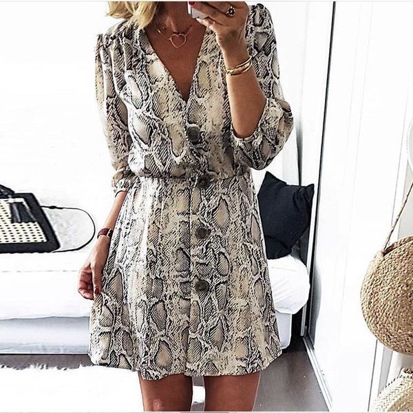 woman clothing women dress new high street women a line dresses snakeskin printed half sleeve button drop shipping designer clothes, Black;gray
woman clothing women dress new high street women a line dresses snakeskin printed half sleeve button drop shipping designer clothes, Black;gray